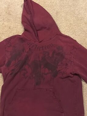 Maroon distressed affliction hoodie